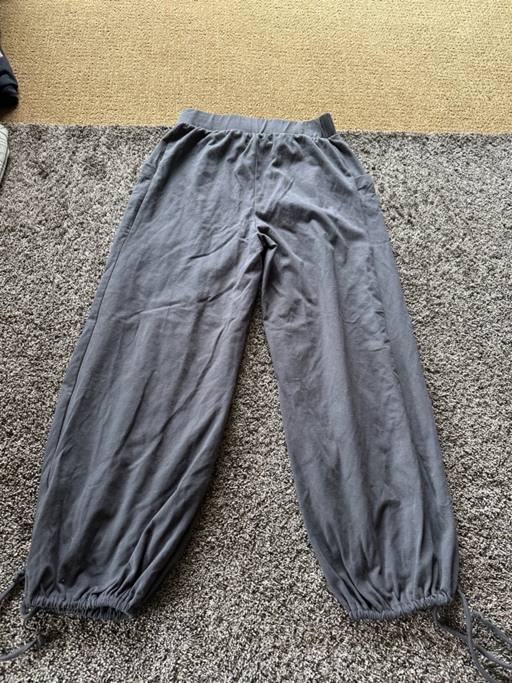 Final Touch Charcoal Gray Drawstring Harem Pants size Small Cotton Relaxed - Picture 5 of 6